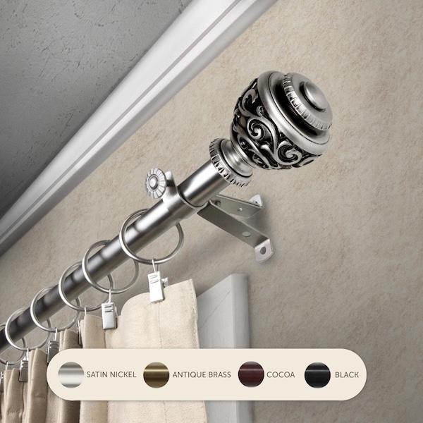 Kd 0.8125 in. Harmony Curtain Rod with 48 to 84 in. Extension, Satin Nickel KD3728561 - main